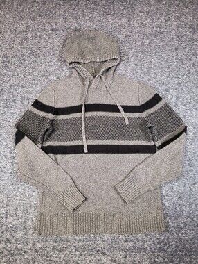 American Eagle striped gray knit hoodie sweater, men's small
